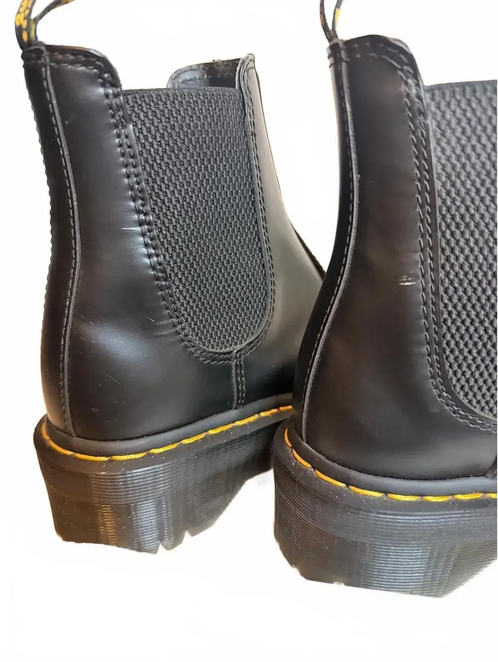 Dr. Martens Black Leather Chelsea Polished Platform Boots Chunky Size 6